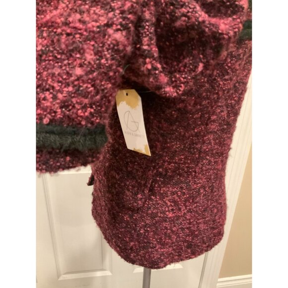 Nanette Lepore Purple Tweed Jacket W/ Black Fringe Trim, Size 6 - Picture 5 of 8